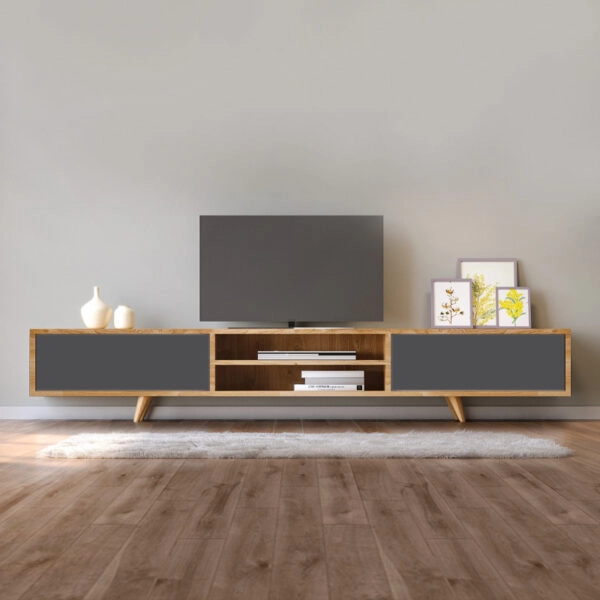 Έπιπλο τηλεόρασης Serine  χρώμα sapphire oak - ανθρακί 170x37x45εκ.