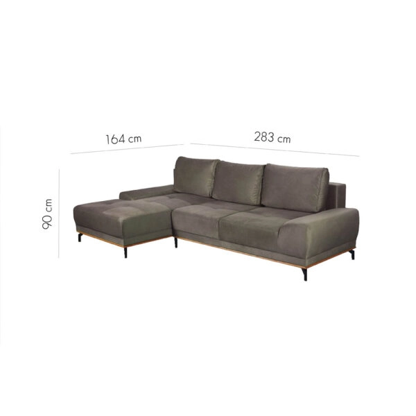 NATURA ΚΑΝΑΠΕΣ ΚΡΕΒΑΤΙ ΓΩΝΙΑ ΑΡΙΣΤΕΡΗ TAUPE 283x164xH90cm