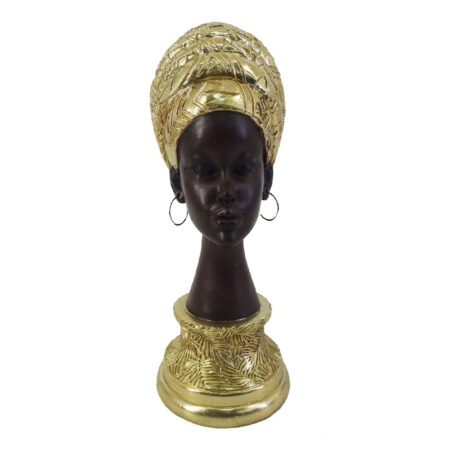 AFRICAN QUEEN DECO ΠΡΟΣΩΠΟ POLYRESIN ΧΡΥΣΟ ΜΑΥΡΟ 10x15xH26cm