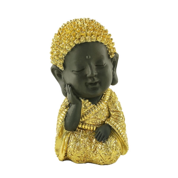 BABY BUDDHA 2 DECO ΒΟΥΔΑΣ POLYRESIN ΧΡΥΣΟ ΜΑΥΡΟ 11,7x10,2xH16,7cm