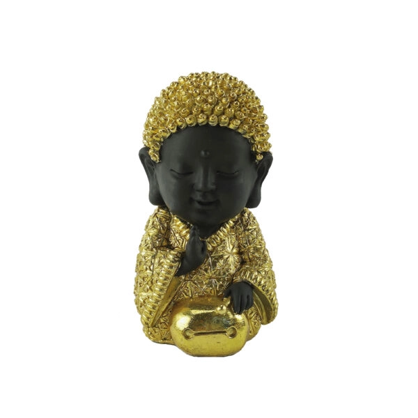 BABY BUDDHA 3 DECO ΒΟΥΔΑΣ POLYRESIN ΧΡΥΣΟ ΜΑΥΡΟ 11,7x10,2xH16,7cm