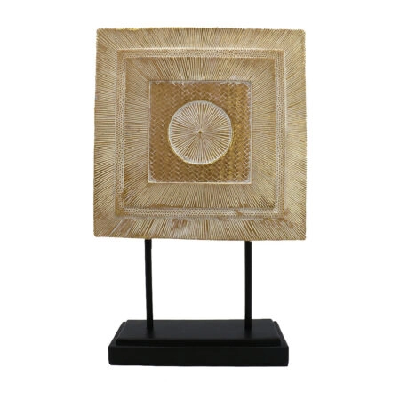 SQUARE DRUM DECO TOTEM POLYRESIN ΦΥΣΙΚΟ ΜΑΥΡΟ 25,5x7,5xH39,5cm