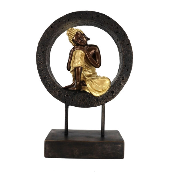 BUDDHA CIRCLE DECO TOTEM POLYRESIN ΜΑΥΡΟ ΧΡΥΣΟ 24x10,5xH34,5cm