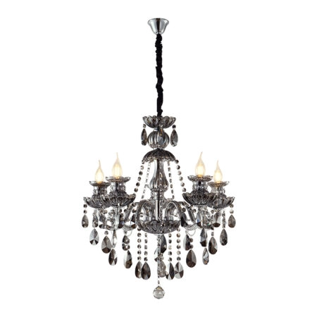 Chandelier Riky Πολυέλαιος 8φωτος Ανθρακί Κρύσταλλο (80x80x70)cm