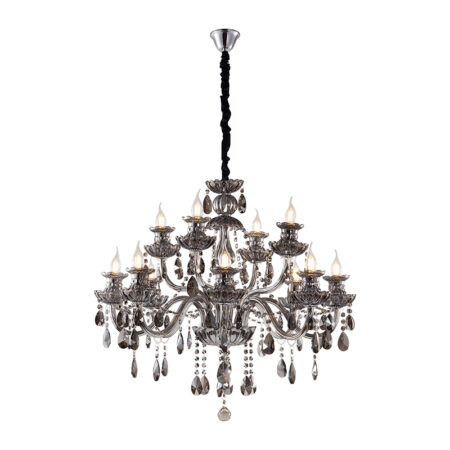 Chandelier Riky Πολυέλαιος 12φωτος Ανθρακί Κρύσταλλο (80x80x70)cm