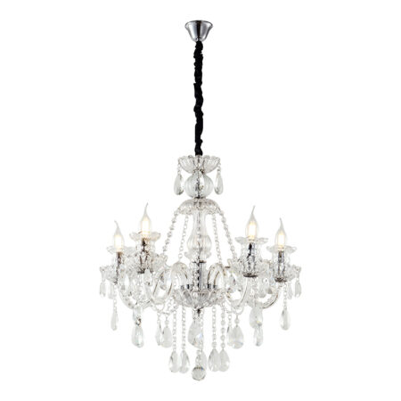 Chandelier Mairy Πολυέλαιος 5φωτος Διάφανο Κρύσταλλο (60x60x60)cm