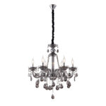 Chandelier Kiky Πολυέλαιος 6φωτος Ανθρακί Κρύσταλλο (60x60x70)cm