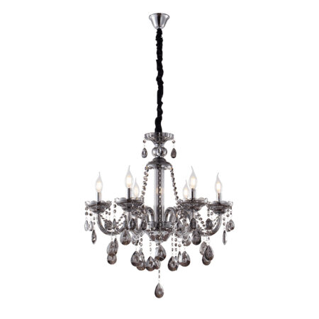 Chandelier Kiky Πολυέλαιος 6φωτος Ανθρακί Κρύσταλλο (60x60x70)cm