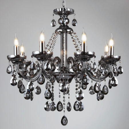 Chandelier Kiky Πολυέλαιος 8φωτος Ανθρακί Κρύσταλλο (70x70x80)cm