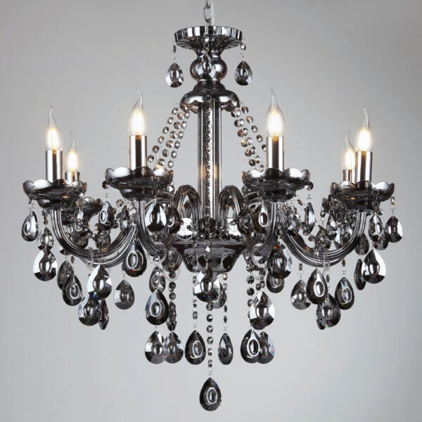 Chandelier Kiky Πολυέλαιος 8φωτος Ανθρακί Κρύσταλλο (70x70x80)cm