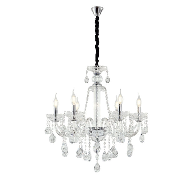 Chandelier Zara Πολυέλαιος 6φωτος Διάφανο Κρύσταλλο (60x60x70)cm