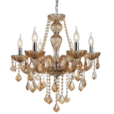 Chandelier Tara Πολυέλαιος 6φωτος Μελί Κρύσταλλο (60x60x70)cm