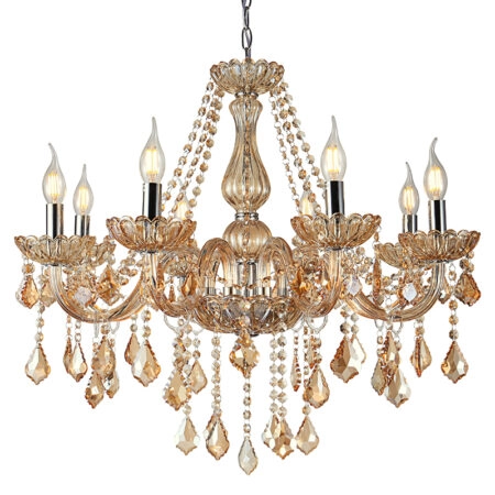 Chandelier Tara Πολυέλαιος 8φωτος Μελί Κρύσταλλο (70x70x70)cm