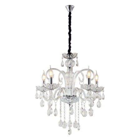 Chandelier Nouli Πολυέλαιος 5φωτος Διάφανο Κρύσταλλο (60x60x60)cm