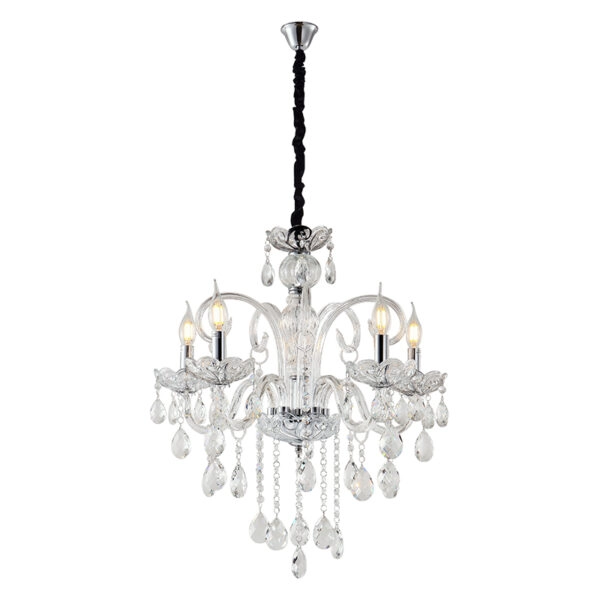 Chandelier Nouli Πολυέλαιος 5φωτος Διάφανο Κρύσταλλο (60x60x60)cm