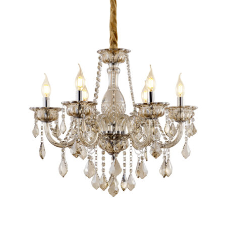 Chandelier Champ Πολυέλαιος 6φωτος Σαμπανιζέ Κρύσταλλο (60x60x60)cm