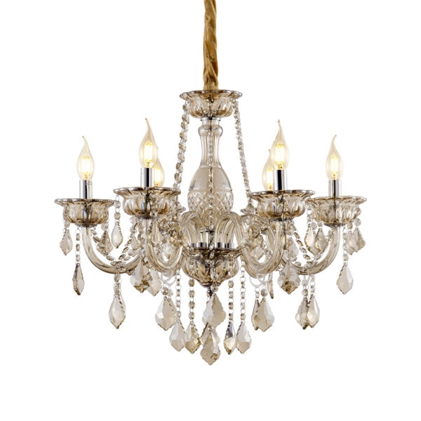 Chandelier Champ Πολυέλαιος 6φωτος Σαμπανιζέ Κρύσταλλο (60x60x60)cm