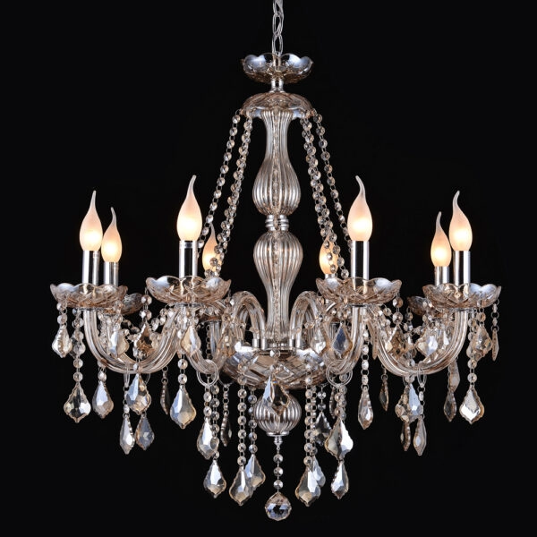 Chandelier Luna Πολυέλαιος 8φωτος Σαμπανιζέ Κρύσταλλο (70x70x80)cm