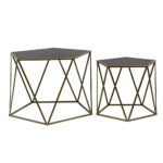 DIAMOND COFFEE TABLE SET 2ΤΕΜ ΜΑΥΡΟ ΧΡΥΣΟ 61,5x64,5xH45cm