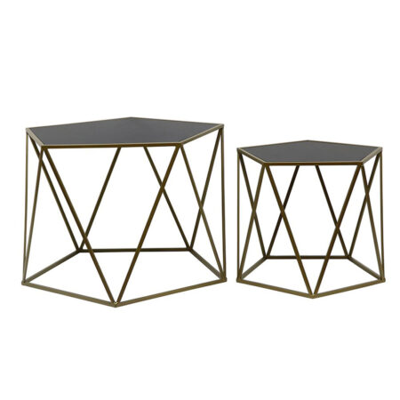 DIAMOND COFFEE TABLE SET 2ΤΕΜ ΜΑΥΡΟ ΧΡΥΣΟ 61,5x64,5xH45cm