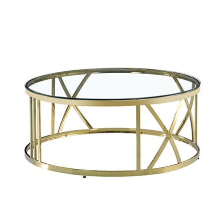 GOLDEA COFFEE TABLE ΧΡΥΣΟ ΔΙΑΦΑΝΟ 100x100xH43cm