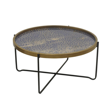 BIG FISH COFFEE TABLE ΠΟΛΥΧΡΩΜΟ ΜΕ PATTERN ΜΑΥΡΟ 75x75xH37,5cm