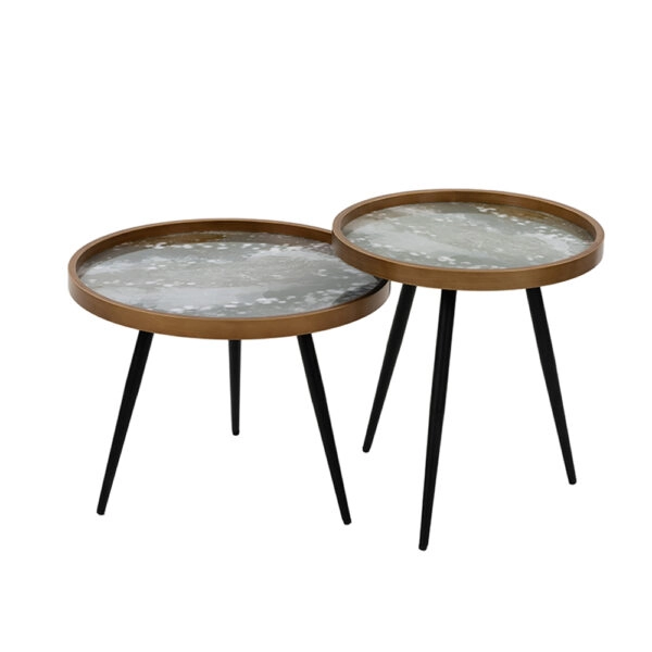 REEF COFFEE TABLE ΠΟΛΥΧΡΩΜΟ ΜΕ PATTERN ΜΑΥΡΟ 60x60xH45cm