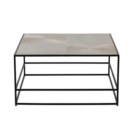 HADSTON COFFEE TABLE ΑΣΗΜΙ ΜΑΥΡΟ 80x80xH40cm