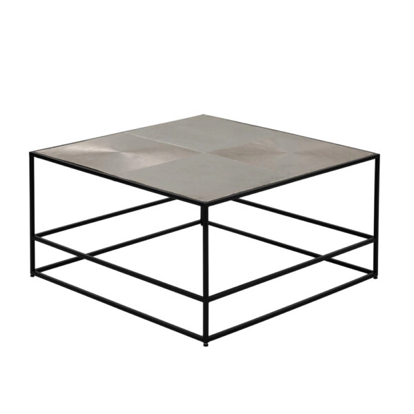 HADSTON COFFEE TABLE ΑΣΗΜΙ ΜΑΥΡΟ 80x80xH40cm