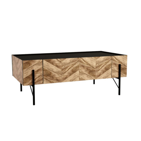 PARKE COFFEE TABLE ΜΑΥΡΟ ΦΥΣΙΚΟ ΜΕ PATTERN ΜΑΥΡΟ 120x63xH45cm