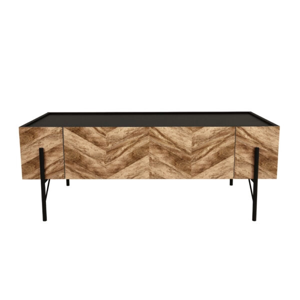 PARKE COFFEE TABLE ΜΑΥΡΟ ΦΥΣΙΚΟ ΜΕ PATTERN ΜΑΥΡΟ 120x63xH45cm