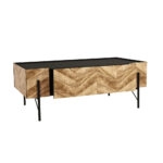 PARKE COFFEE TABLE ΜΑΥΡΟ ΦΥΣΙΚΟ ΜΕ PATTERN ΜΑΥΡΟ 120x63xH45cm