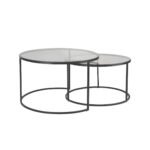 SOLAR COFFEE TABLE SET 2ΤΕΜ ΔΙΑΦΑΝΟ ΜΑΥΡΟ 75x75xH45cm