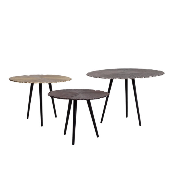 LEAF 50 SIDE TABLE ΧΡΥΣΟ ΜΑΤ ΜΑΥΡΟ 50x50xH36cm