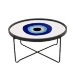 BLUE EYES COFFEE TABLE ΠΟΛΥΧΡΩΜΟ ΜΕ PATTERN ΛΕΥΚΟ 75x75xH37,5cm