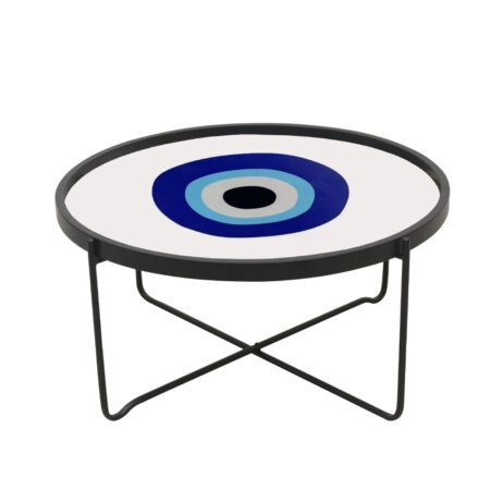 BLUE EYES COFFEE TABLE ΠΟΛΥΧΡΩΜΟ ΜΕ PATTERN ΛΕΥΚΟ 75x75xH37,5cm