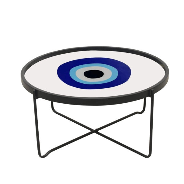 BLUE EYES COFFEE TABLE ΠΟΛΥΧΡΩΜΟ ΜΕ PATTERN ΛΕΥΚΟ 75x75xH37,5cm