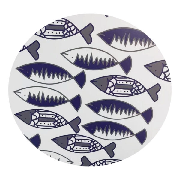 FISHY COFFEE TABLE ΠΟΛΥΧΡΩΜΟ ΜΕ PATTERN ΛΕΥΚΟ 75x75xH37,5cm