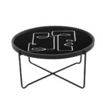 FACE COFFEE TABLE ΠΟΛΥΧΡΩΜΟ ΜΕ PATTERN ΜΑΥΡΟ 75x75xH37,5cm