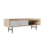 STOCKHOLM COFFEE TABLE SONOMA DECAPE ΛΕΥΚΟ ΜΕ ΟΨΗ ΜΑΡΜΑΡΟΥ ΜΑΥΡΟ 120x59xH40cm