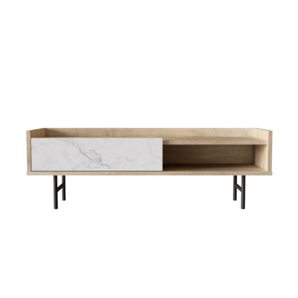 STOCKHOLM COFFEE TABLE SONOMA DECAPE ΛΕΥΚΟ ΜΕ ΟΨΗ ΜΑΡΜΑΡΟΥ ΜΑΥΡΟ 120x59xH40cm