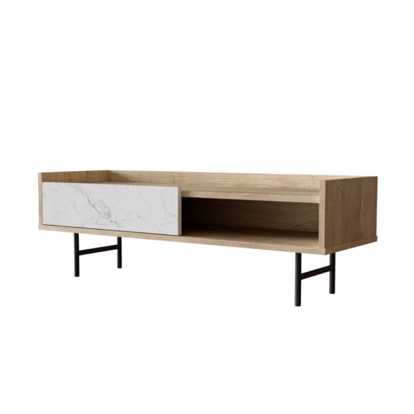 STOCKHOLM COFFEE TABLE SONOMA DECAPE ΛΕΥΚΟ ΜΕ ΟΨΗ ΜΑΡΜΑΡΟΥ ΜΑΥΡΟ 120x59xH40cm