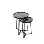 JUNGLE SIDE TABLE SET 2ΤΕΜ ΜΑΥΡΟ ΜΕ PATTERN ΜΑΥΡΟ 40x40xH50cm