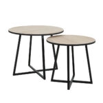 CRUZ SIDE TABLE SET 2ΤΕΜ ΦΥΣΙΚΟ ΜΑΥΡΟ 50x50xH40cm