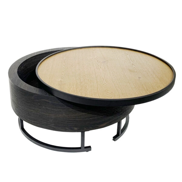 BARREL COFFEE TABLE ΜΕ ΑΠΟΘ/ΚΟ ΧΩΡΟ ΜΑΥΡΟ ΦΥΣΙΚΟ ΜΑΥΡΟ 80x80xH39,5cm