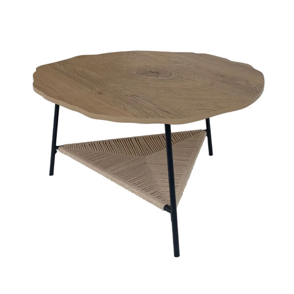 TREE COFFEE TABLE ΦΥΣΙΚΟ ΜΑΥΡΟ 80x80xH42cm