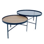 ACCORDO COFFEE TABLE SET 2ΤΕΜ ΦΥΣΙΚΟ ΦΙΜΕ ΜΑΥΡΟ 80x80xH42cm