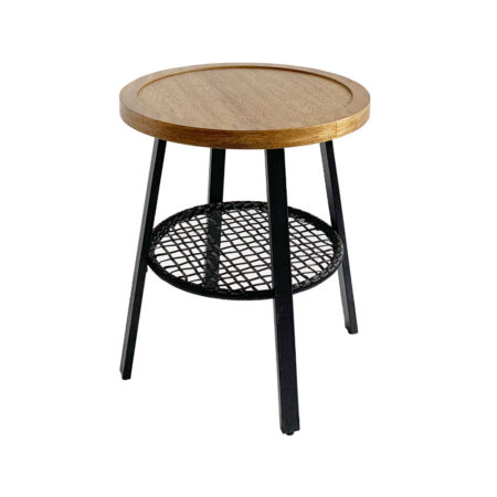 FILET SIDE TABLE ΦΥΣΙΚΟ ΜΑΥΡΟ 45x45xH52cm