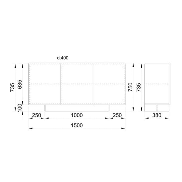 INTRO ΜΠΟΥΦΕΣ SONOMA ΣΚΟΥΡΟ CEMENT ΣΚΟΥΡΟ 150x40xH79,5cm