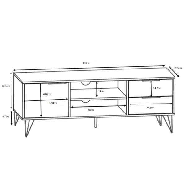 BRICK TV STAND 2ΠΟΡΤΕΣ ΚΑΡΥΔΙ ΜΕ PATTERN 130x39xH49,5cm